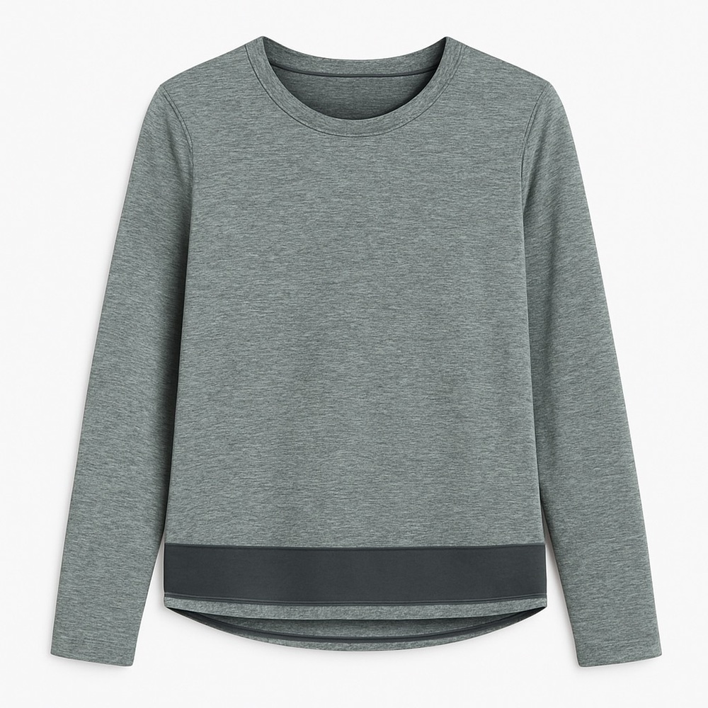 Athleta Gray Performance Athleisure Top Mesh Band Hem Detail GUC SP #772